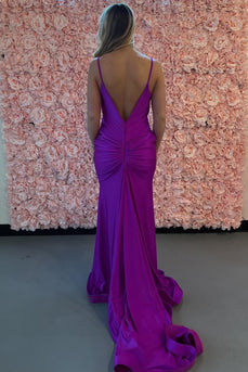 Lila Meerjungfrau Spaghettiträger Langes Abendkleid