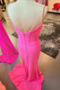 Laden Sie das Bild in den Galerie-Viewer, Glitzer Rosa Korsett Spaghettiträger Langes Abendkleid
