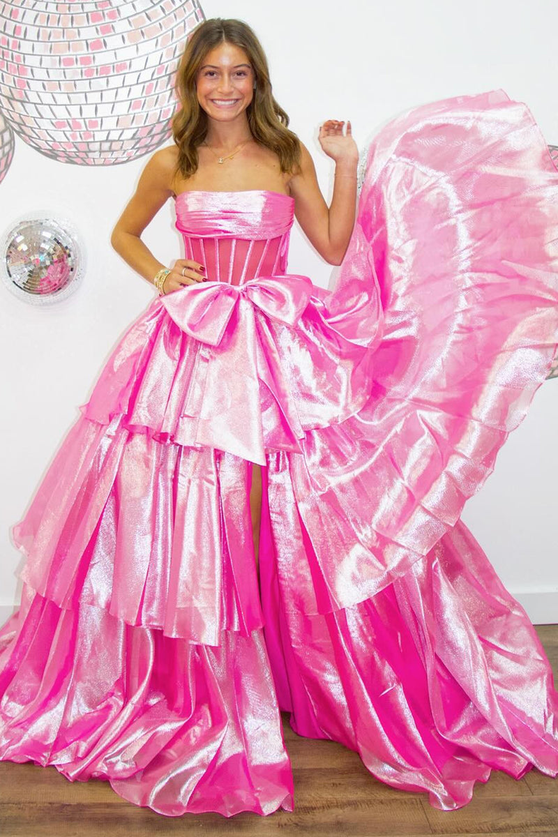 Laden Sie das Bild in den Galerie-Viewer, Fushsie A-Line Korsett Langes Abendkleid mit Bogen