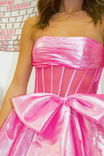 Fushsie A-Line Korsett Langes Abendkleid mit Bogen