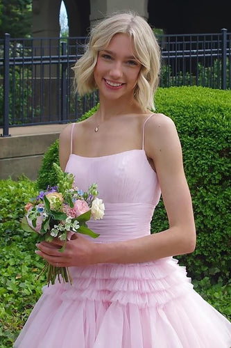 Prinzessin Rosa Gestufte Rückenfreie Langes Abendkleid