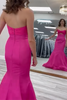 Laden Sie das Bild in den Galerie-Viewer, Fuchsie Trägerlose Meerjungfrau Langes Satin Abendkleid