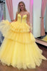 Laden Sie das Bild in den Galerie-Viewer, Prinzessin Blau Trägerlos Korsett Gestreift Lange Abendkleid