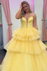 Laden Sie das Bild in den Galerie-Viewer, Prinzessin Blau Trägerlos Korsett Gestreift Lange Abendkleid