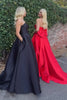 Laden Sie das Bild in den Galerie-Viewer, Elegantes Rote A Linie Trägerlos Lange Satin Abendkleid mit Schleife