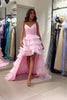 Laden Sie das Bild in den Galerie-Viewer, Rosa Hoch-Tief Gestuftes Schätzchen Lange Abendkleid