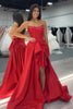 Laden Sie das Bild in den Galerie-Viewer, Glitzer Rote Perlen Korsett Lange Abendkleid mit Schleife