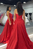 Laden Sie das Bild in den Galerie-Viewer, Glitzer Rote Perlen Korsett Lange Abendkleid mit Schleife