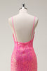 Laden Sie das Bild in den Galerie-Viewer, Glitzer Heißes Rosa Pailletten Korsett Meerjungfrauen Langes Ballkleid mit Schlitz