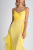 Laden Sie das Bild in den Galerie-Viewer, Narzisse Spaghettiträger Chiffon Langes Abendkleid mit Rüschen