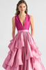 Laden Sie das Bild in den Galerie-Viewer, Heißes Rosa A Linie Gestaffelt Satin Langes Abendkleid