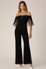 Laden Sie das Bild in den Galerie-Viewer, Schwarz Chiffon Schulterfreier Ball Overall mit Stickerei