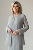 Laden Sie das Bild in den Galerie-Viewer, Hellgrau Chiffon Rundhals Kleid für die Brautmutter mit Pailletten Jacke
