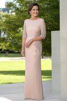 Laden Sie das Bild in den Galerie-Viewer, Glitzer Champagner Meerjungfrau Kleid für die Brautmutter mit Applikationen