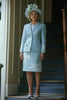Laden Sie das Bild in den Galerie-Viewer, Blumen Gestickt Blau Satin Kleid für die Brautmutter mit Jacke