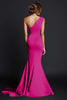 Laden Sie das Bild in den Galerie-Viewer, Elegantes Fuchsia Eine Schulter Satin Langes Abendkleid