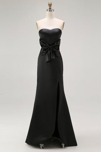 Schwarz Herzhals Etui Langes Abendkleid mit Schlitz