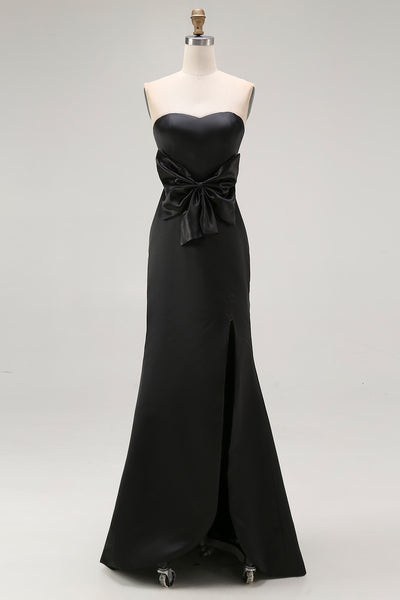 Schwarz Herzhals Etui Langes Abendkleid mit Schlitz
