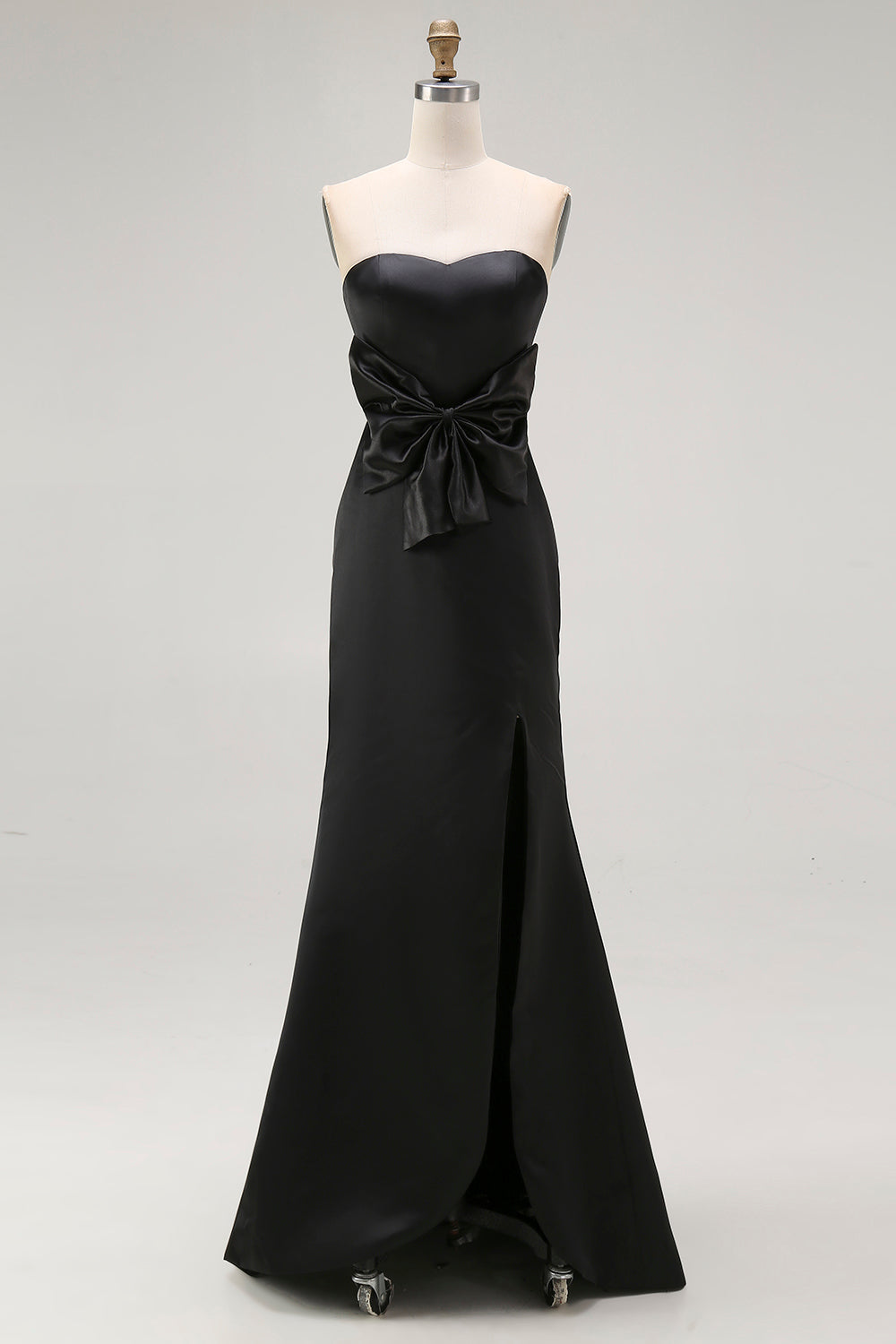 Schwarz Herzhals Etui Langes Abendkleid mit Schlitz
