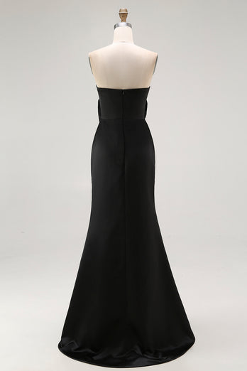 Schwarz Herzhals Etui Langes Abendkleid mit Schlitz
