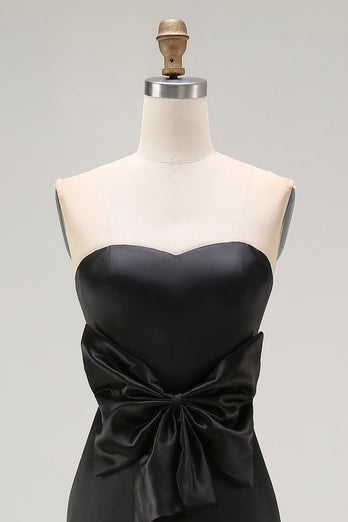 Schwarz Herzhals Etui Langes Abendkleid mit Schlitz