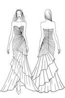 Laden Sie das Bild in den Galerie-Viewer, Dunkelbraun Chiffon Herzhals Gestaffelt Langes Abendkleid