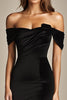 Laden Sie das Bild in den Galerie-Viewer, Elegant Schwarzes Schulterfreies Langes Abendkleid mit Schlitz