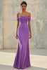 Laden Sie das Bild in den Galerie-Viewer, Elegant Lila Schulterfreie Herzhals Langes Abendkleid