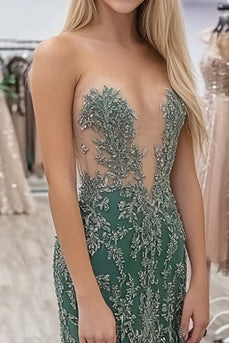 Agave Glitzer Etui Trägerloses Ballkleid mit Spitze