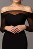 Laden Sie das Bild in den Galerie-Viewer, Elegantes Schwarzes Meerjungfrau Schulterfreies Abendkleid mit Ärmeln