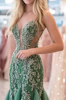 Glitzer Agave Tüll Herzhals Ballkleid mit Applikationen