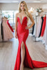 Laden Sie das Bild in den Galerie-Viewer, Rotes Trägerloses Etui Pailletten Maxi Ballkleid mit Schlitz