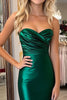 Laden Sie das Bild in den Galerie-Viewer, Herzhals Dunkelgrünes Stretch Satin Etui Ballkleid