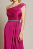 Laden Sie das Bild in den Galerie-Viewer, Fuchsia Bodenlänge Eine Schulter Plissiert Formelles Kleid