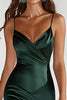 Laden Sie das Bild in den Galerie-Viewer, Dunkelgrün Spaghettiträgern Stretch Satin Langes Formelles Kleid