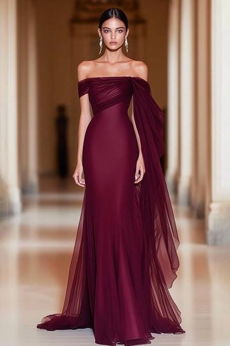 Cabernet Schulterfreies Meerjungfrau Langes Formelles Kleid