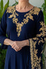 Laden Sie das Bild in den Galerie-Viewer, Marineblau Chiffon Spitze Formelle mit Cape