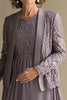 Laden Sie das Bild in den Galerie-Viewer, Vintage Mauve Chiffon Spitze Midi Formelle Kleid mit Jacke
