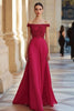 Laden Sie das Bild in den Galerie-Viewer, Glitzer Schulterfreies Rote Chiffon Formelles Kleid