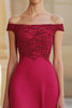 Laden Sie das Bild in den Galerie-Viewer, Glitzer Schulterfreies Rote Chiffon Formelles Kleid