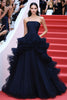 Laden Sie das Bild in den Galerie-Viewer, Marineblauem Tüll Trägerloses Formelles Kleid