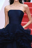 Laden Sie das Bild in den Galerie-Viewer, Marineblauem Tüll Trägerloses Formelles Kleid
