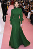 Laden Sie das Bild in den Galerie-Viewer, Grün Herzhals Chiffon Lange Abendkleid mit Rüschenärmeln