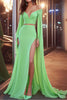 Laden Sie das Bild in den Galerie-Viewer, Hellgrün Schulterfreies Formelles Kleid mit Lange Ärmeln