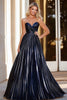 Laden Sie das Bild in den Galerie-Viewer, Marineblau Herzhals Plissiertes A Linie Ballkleid mit Rüschen