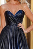 Laden Sie das Bild in den Galerie-Viewer, Marineblau Herzhals Plissiertes A Linie Ballkleid mit Rüschen