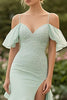 Laden Sie das Bild in den Galerie-Viewer, Mint Schulterfreies Rüschen Ballkleid mit Spitze