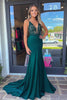 Laden Sie das Bild in den Galerie-Viewer, Dunkelgrünes Korset Etui Langes Ballkleid mit Spitze