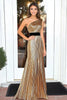 Laden Sie das Bild in den Galerie-Viewer, Gold Metallic Eine Schulter Plissiertes Bodenlanges Ballkleid