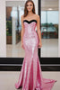 Laden Sie das Bild in den Galerie-Viewer, Rosa Glitzer Herzhals Ballkleid mit Pailletten